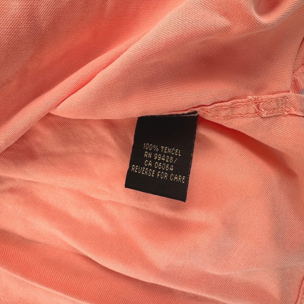 Bugatchi Men M Short Sleeve Shirt Men Salmon Pink Tencel Button Up Pocket Medium - Picture 6 of 14